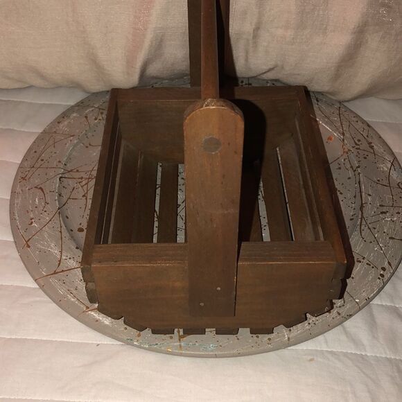Vintage Brown Handmade Farmhouse Wooden Basket - Picture 5 of 9